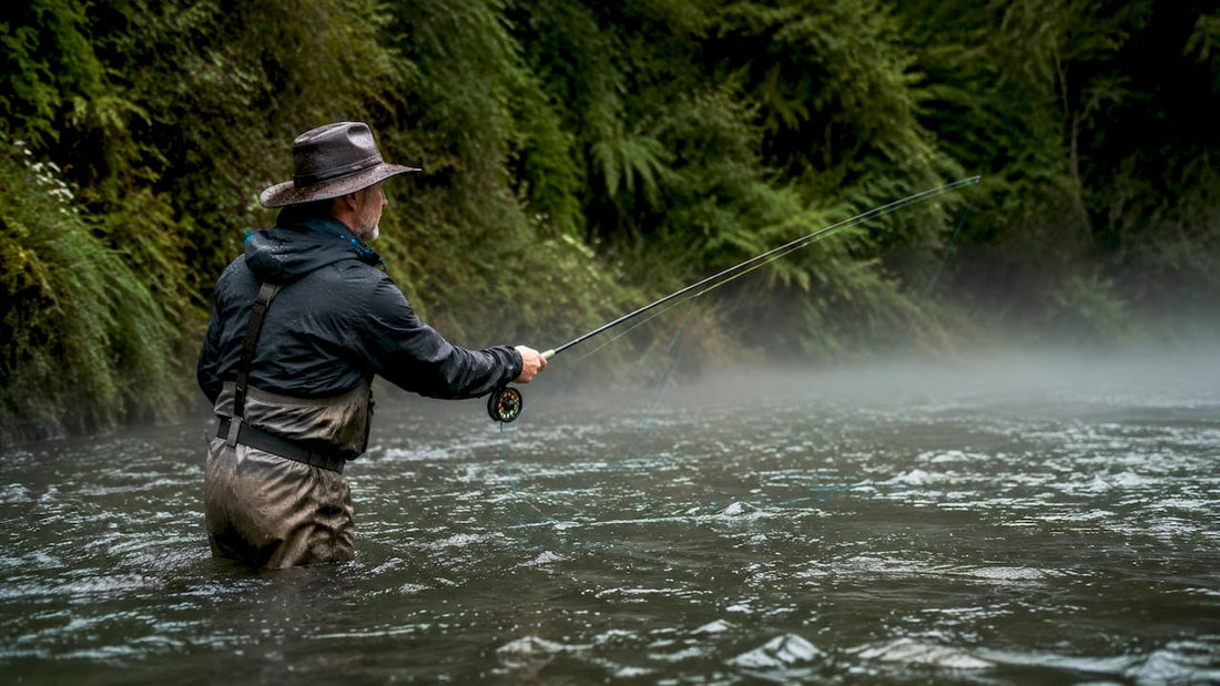 Angler casting Q8 Superbait in river at dawn