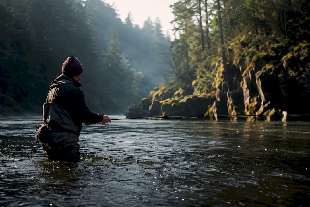 Angler tracking a steelhead drift