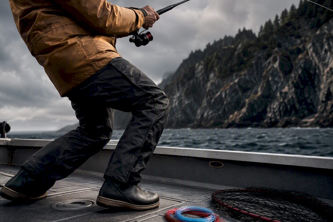 Angler jigging for lingcod offshore