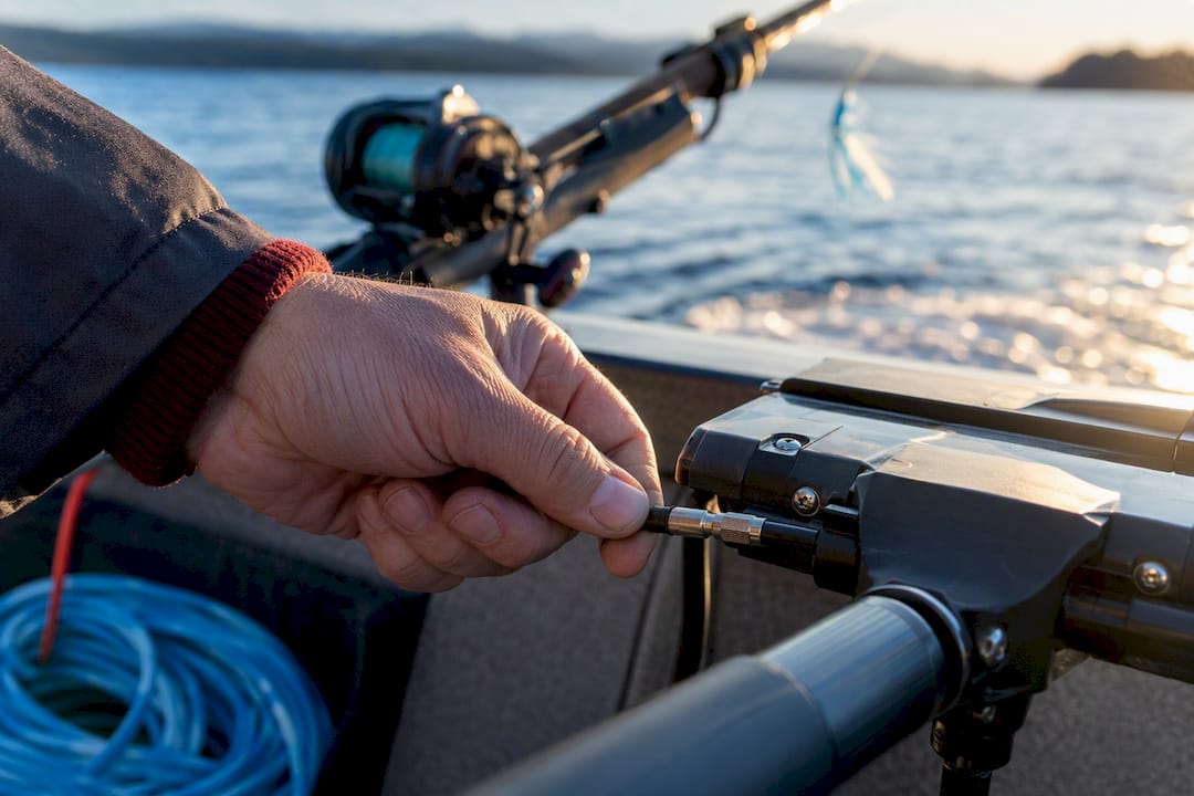 Angler adjusting kicker throttle cable