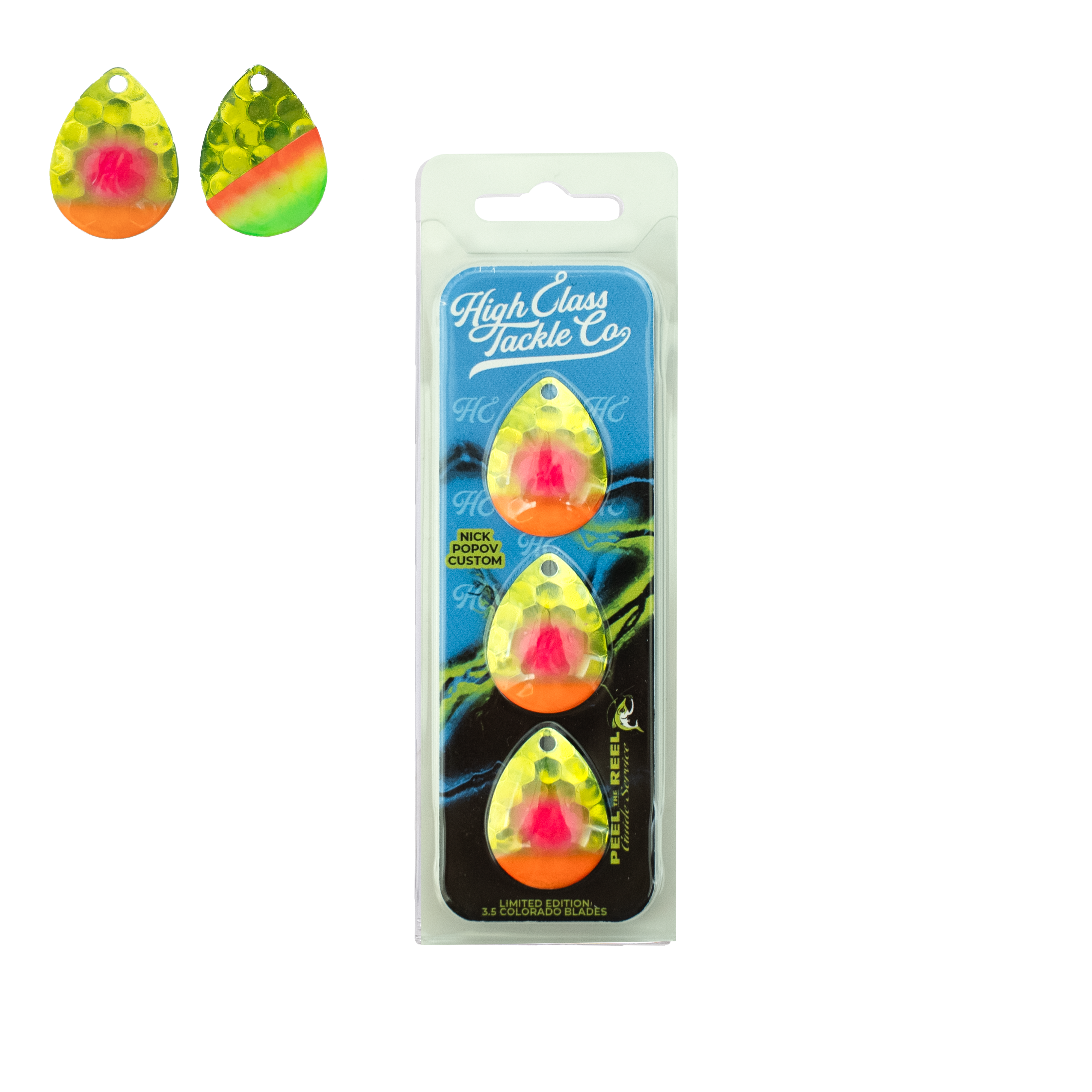 "NEW" Chartreuse Civilian Peel The Reel x High Class 3.5 Colorado Blades (3-Pack)