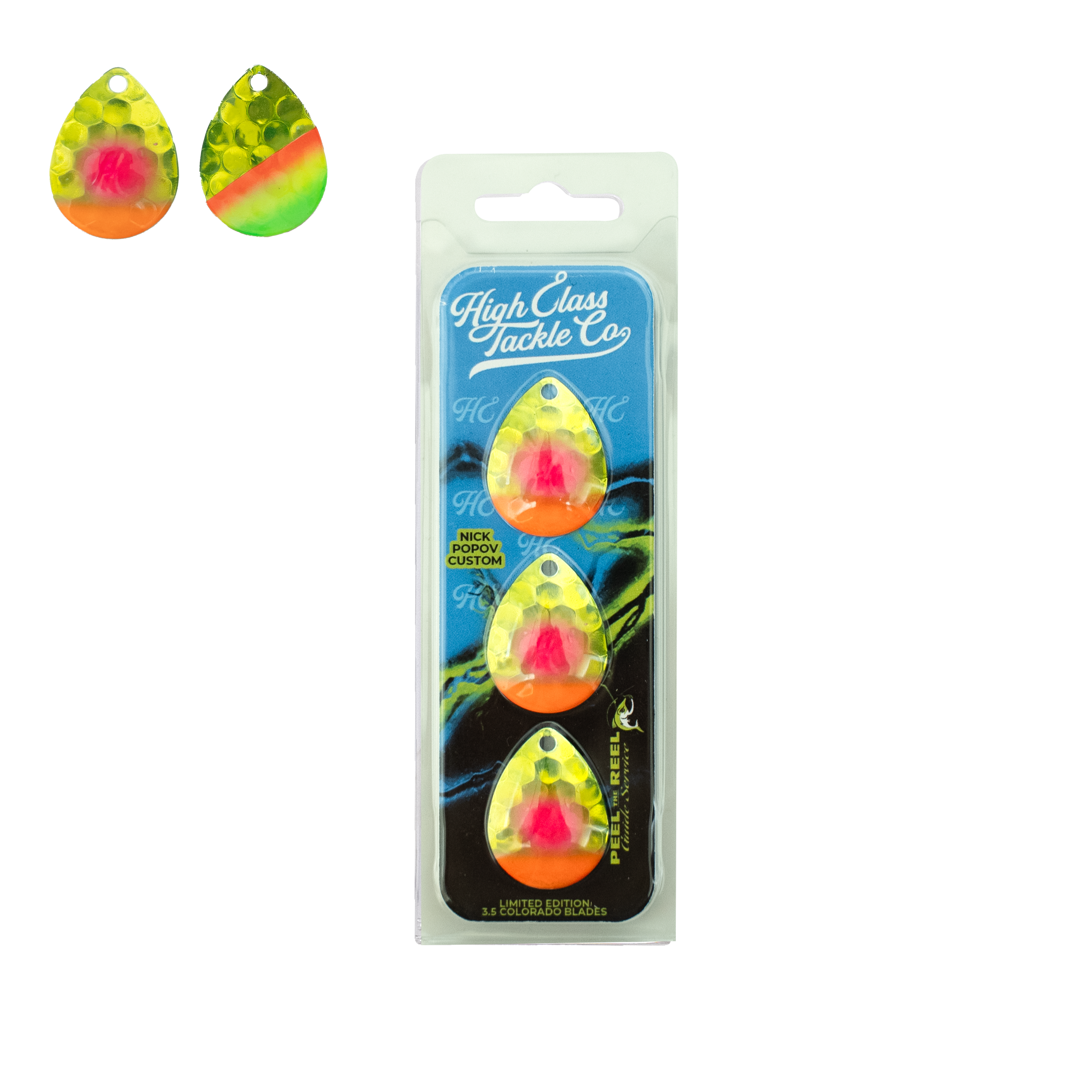 "NEW" Chartreuse Civilian Peel The Reel x High Class 3.5 Colorado Blades (3-Pack)