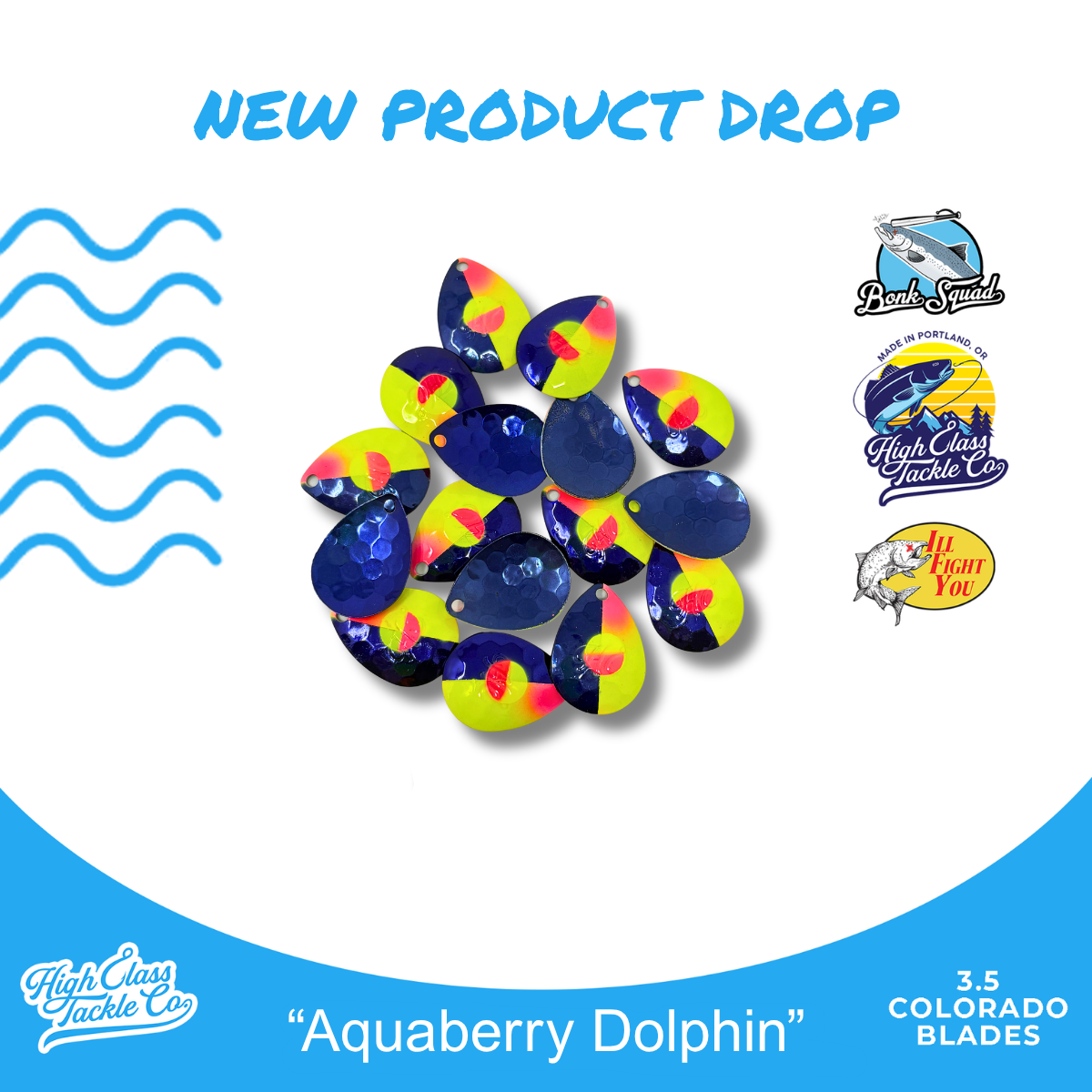 NEW! 'Aquaberry Dolphin' High Class 3.5 Colorado Blades (3-Pack)