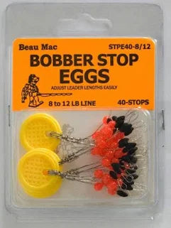 BEAU MAC BOBBER STOP EGGS RUBBER W/BDS 8/12LB 40PK'