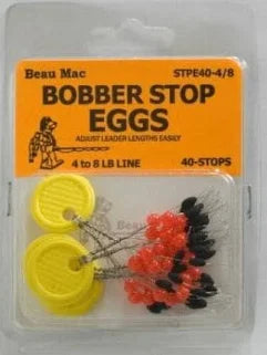 BEAU MAC BOBBER STOP EGGS RUBBER W/BDS 4/8LB 40PK'