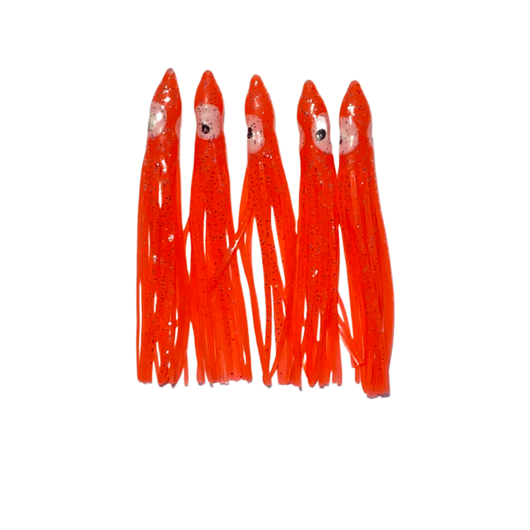 "Orange Fire" Hoochie Squid Skirts (5x PACK) 3.5"